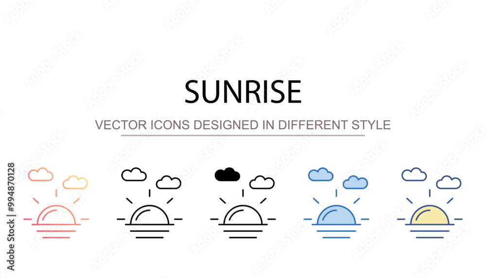 Sunrise icon design with white background stock illustration Sunrise icon design with white background stock illustration