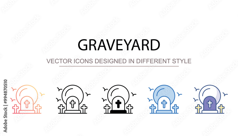 Obraz premium Graveyard icon design with white background stock illustration