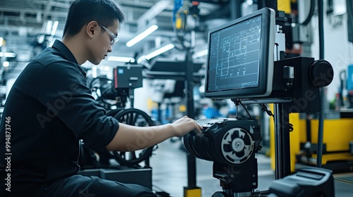 Technician Working in Modern Industrial Environment