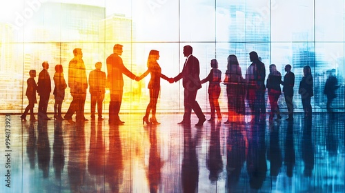 Business people shaking hands; panoramic banner. 