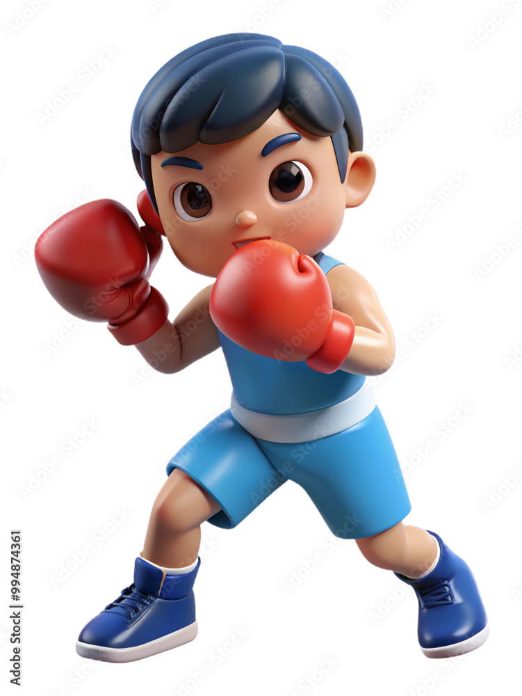Boy Punching Boxing Bag with Determination Boy Punching Boxing Bag with Determination