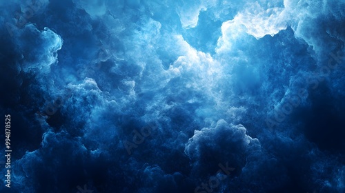 Abstract Blue Cloud Formations with a Bright Center