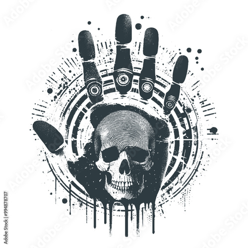 Skull Fusion with Drips and Symbols vector