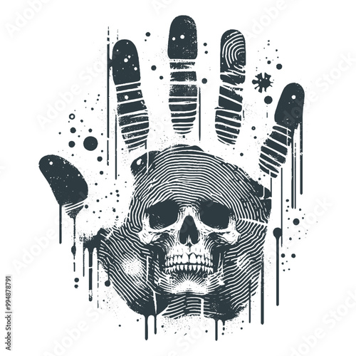 Skull Fusion with Drips and Symbols vector