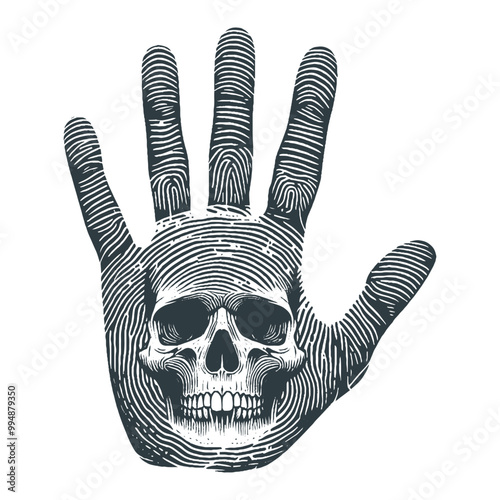 Skull Fusion with Drips and Symbols vector