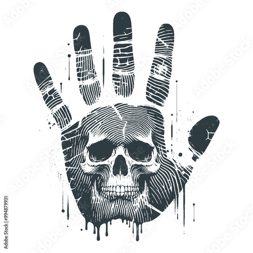 Skull Fusion with Drips and Symbols vector