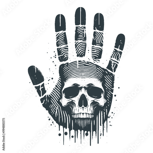 Skull Fusion with Drips and Symbols vector