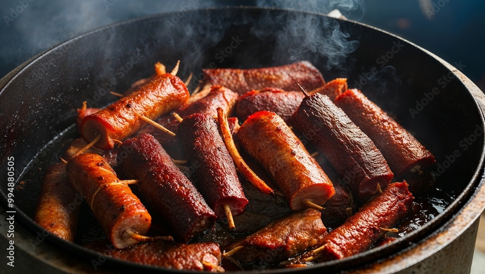 Fijian lovo smoked meats cooked underground closeup Fijian lovo smoked meats cooked underground closeup