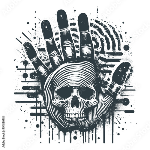 Skull Fusion with Drips and Symbols vector