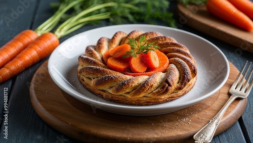 Latvian sklandrausis sweet rye pastry with carrots closeup photo