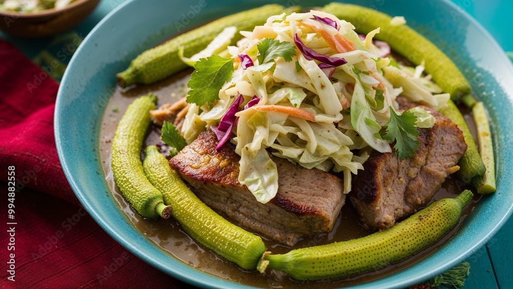 nicaragua vigorn yuca with pork and cabbage and green chili