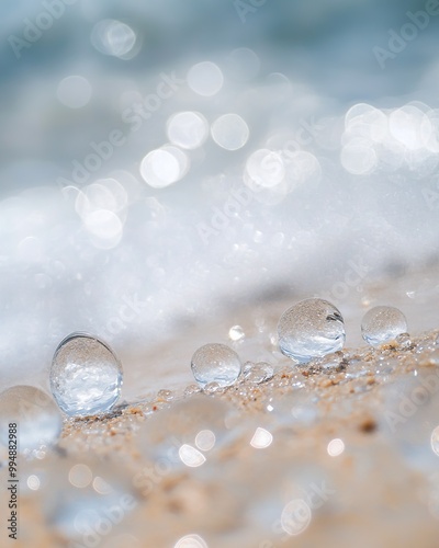 Wallpaper Mural Water drops on the beach at sunset. Beautiful natural background with copy space. Torontodigital.ca