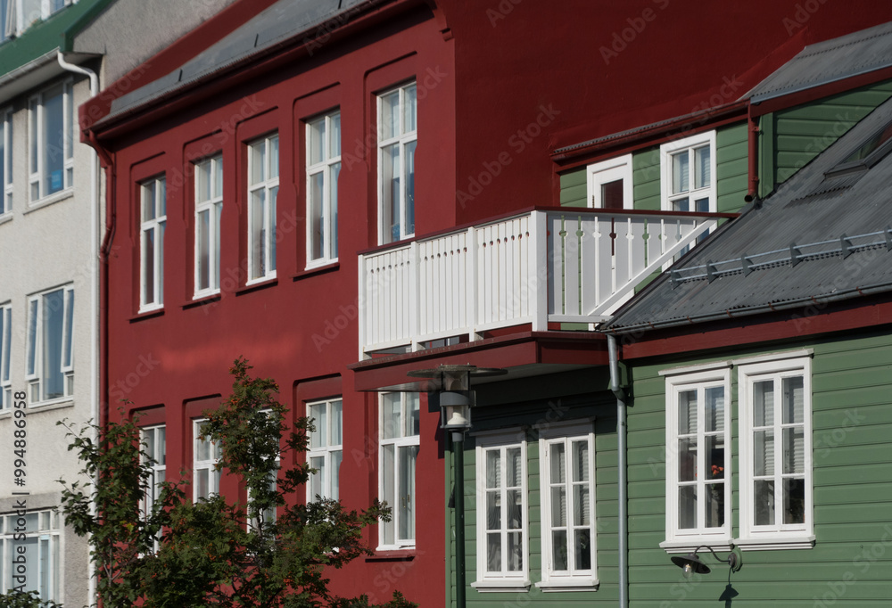 Colorful traditional painted houses in central Reykjavik - 1