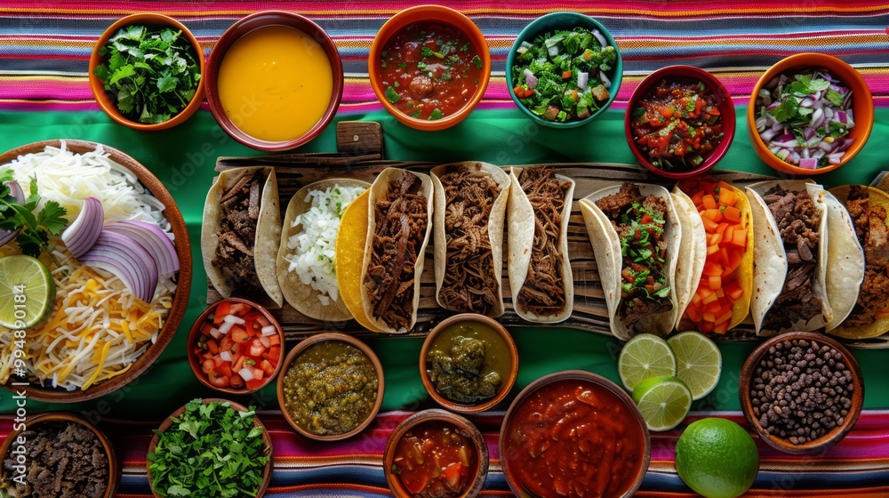 Fototapeta premium Colorful Traditional Mexican Taco Setup