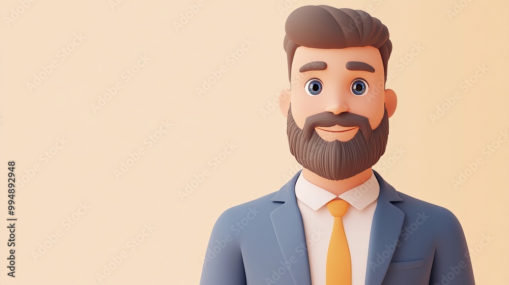 A man with a beard and a tie is smiling