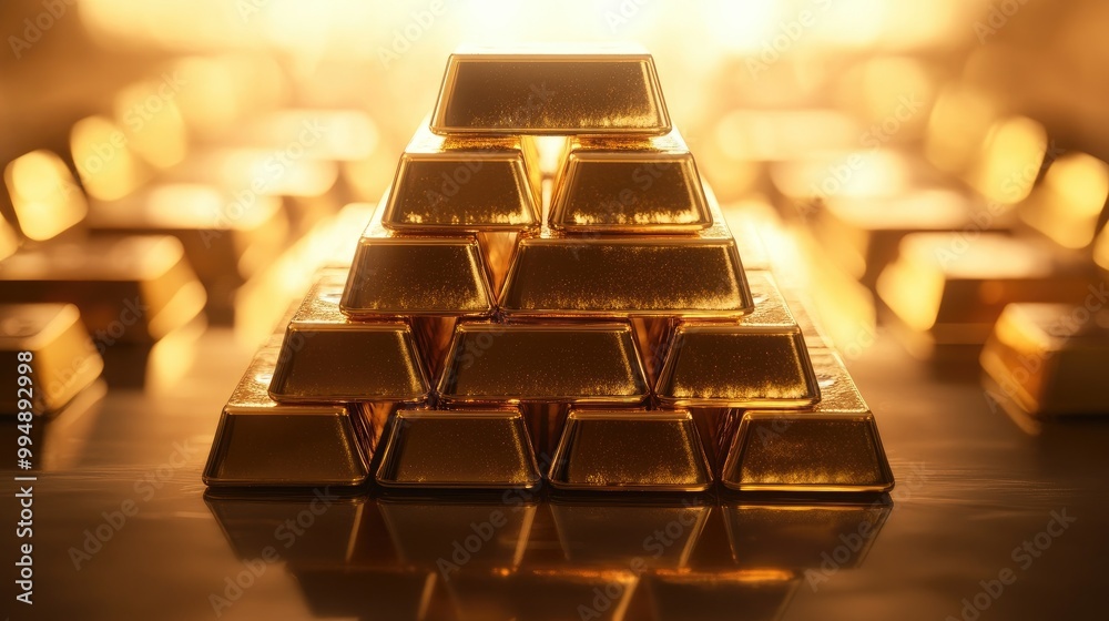A stack of shining gold bars placed on top of a dark velvet background, highlighting their rich glow