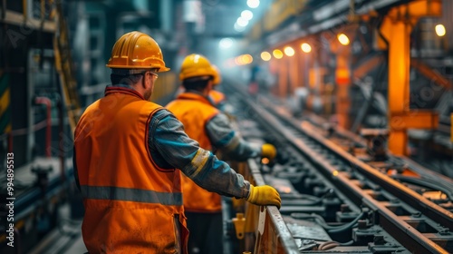 Workers Operating Heavy Machinery in a Studio Setting