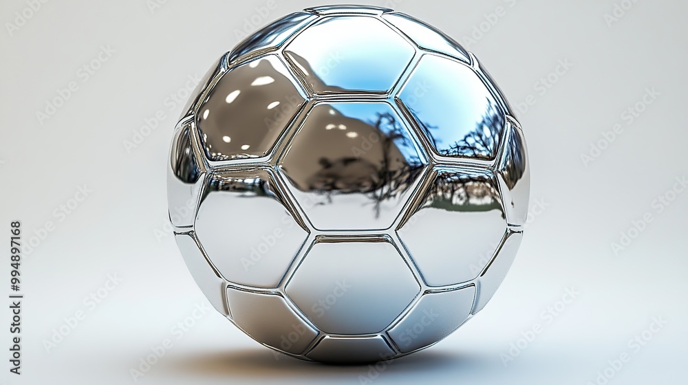 3D illustration of a silver soccer ball on a white background. 3D illustration of a silver soccer ball on a white background.