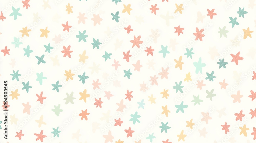 A Seamless Pattern of Colorful Hand-Drawn Stars on a White Background A Seamless Pattern of Colorful Hand-Drawn Stars on a White Background