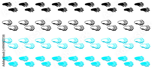 Set collections colourful stylish raccoon Animal footprint icon. raccoon paw print walking symbol vector illustration