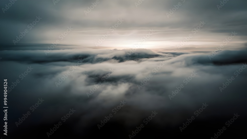 Obraz premium Foggy morning sky with low drifting clouds and soft light