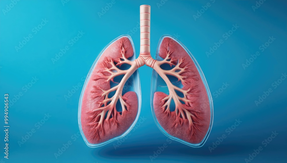 Human lungs on blue background Human lungs on blue background