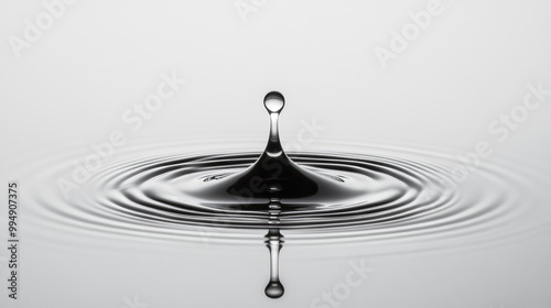 Water Drop Creates Ripples in Still Water - A Simple, Elegant, and Beautiful Image