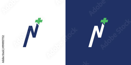 Simple and modern letter N combination health logo design
