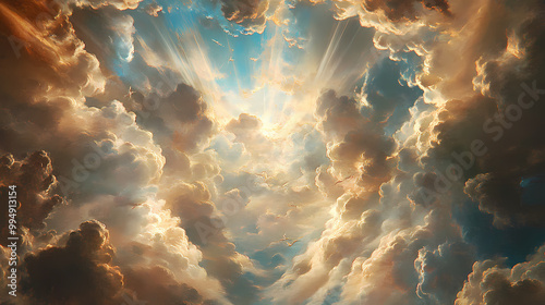 Background of renaissance cloud painting. Renaissance Art. Illustration