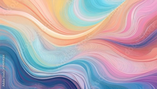 Abstract wavy design in blue, pink