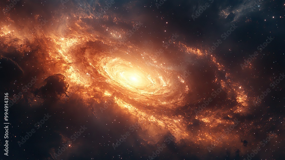 A space view of the universe showcases a spiral galaxy, beautiful nebula, and bright stars, emphasizing the vastness of deep space. A space view of the universe showcases a spiral galaxy, beautiful nebula, and bright stars, emphasizing the vastness of deep space.
