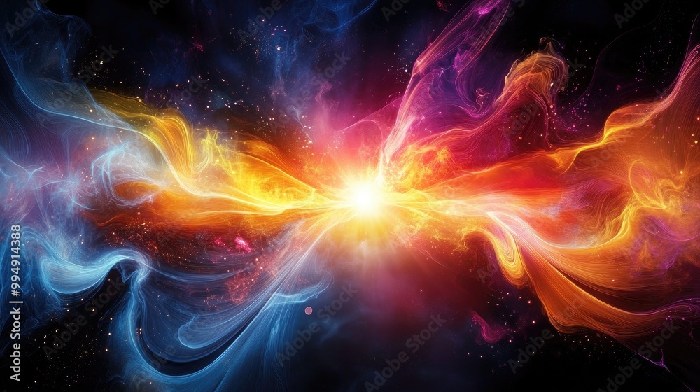 Abstract Art: Cosmic Nebula with Wavy Lines and Bright Colors Abstract Art: Cosmic Nebula with Wavy Lines and Bright Colors
