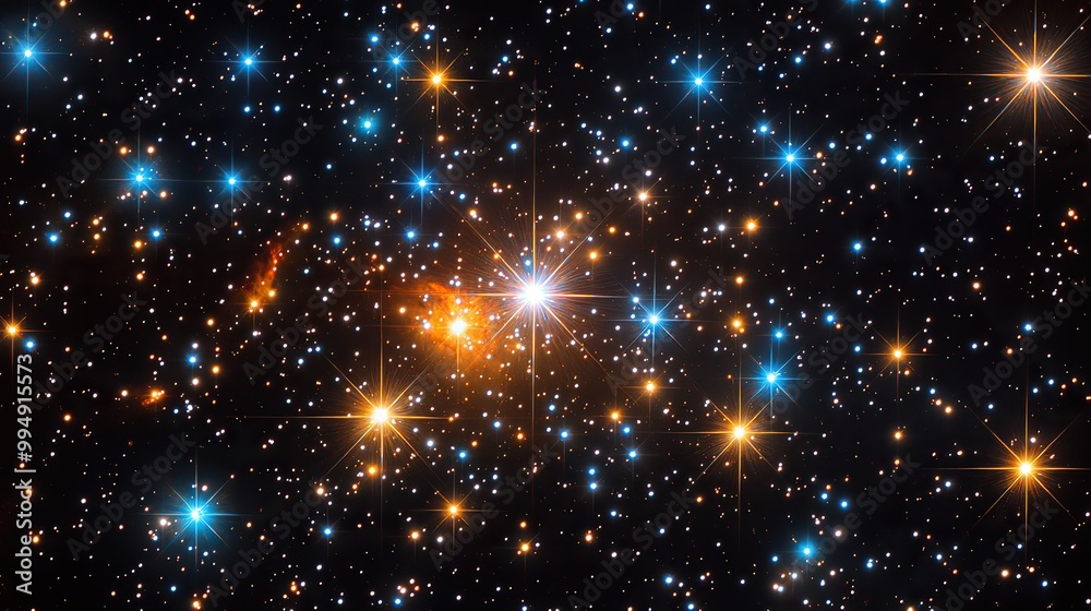 Fototapeta premium A star field in deep space reveals a vast expanse filled with numerous celestial bodies.