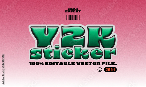 Y2K sticker text effect. 100% editable vector.