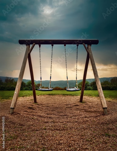 Empty swing set in park