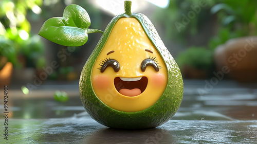 Smiling Avocado with Green ...