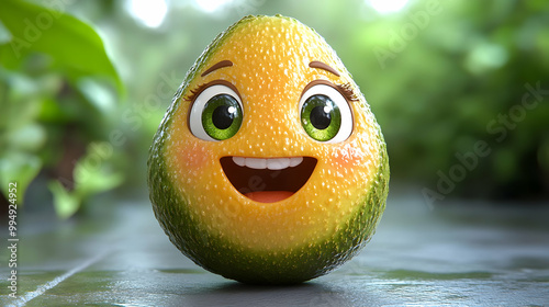 Cute Avocado Cartoon with a...