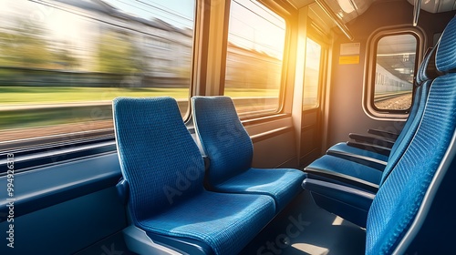 Train Interior with Sunlit Window
