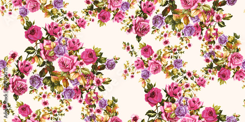 Abstract floral pattern with white background perfect for fabrics and decoration.