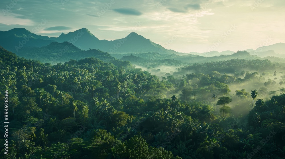 Obraz premium Lush Tropical Rainforest View in Thailand