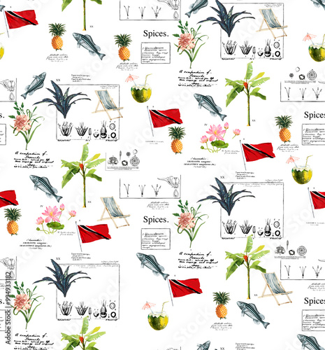 Pattern with snow and ski elements, perfect for fabrics and decoration.