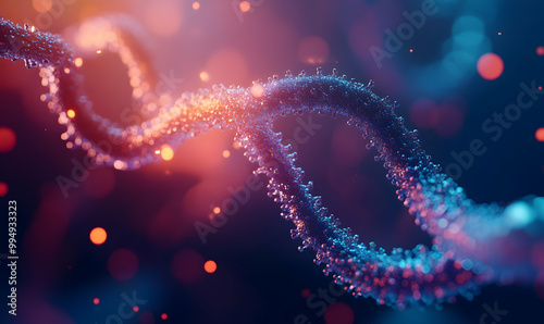 Abstract animated structure of a DNA molecule from particles