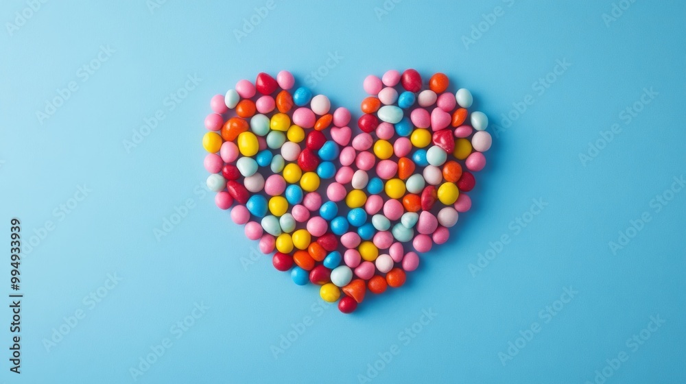 Heart-shaped treats on blue. Heart-shaped treats on blue.