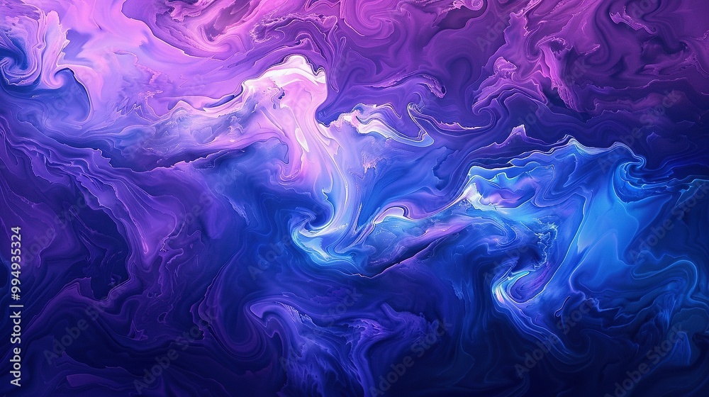 Fototapeta premium Abstract Blue and Purple Wave Illustration: Liquid Wave Design