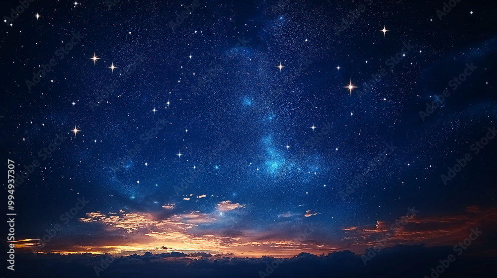 Fototapeta premium Celestial Sky, a night sky filled with stars symbolizing spiritual awakening, with copy space, Yom Kippur