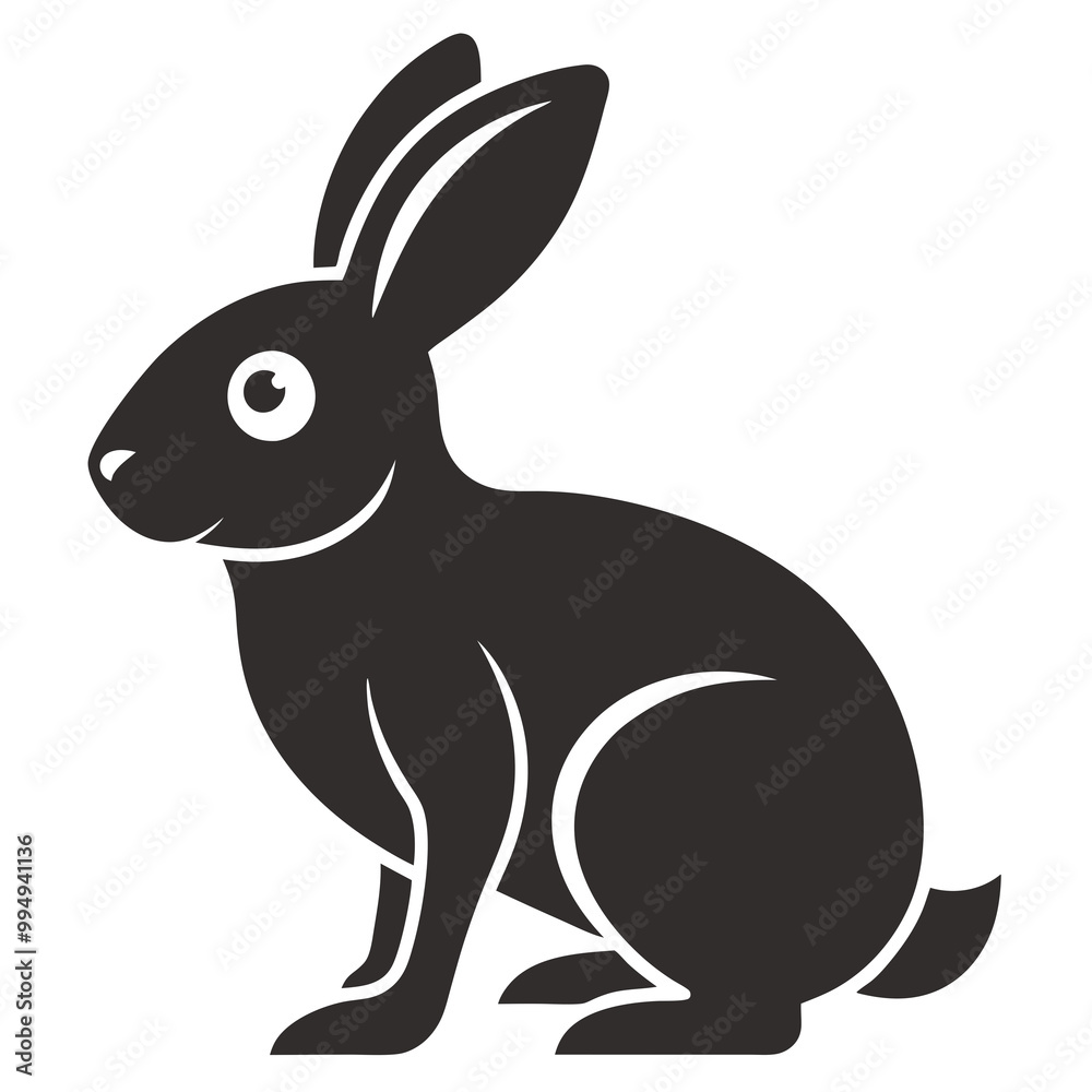 Rabbit silhouette black line art icon vector illustration Rabbit silhouette black line art icon vector illustration