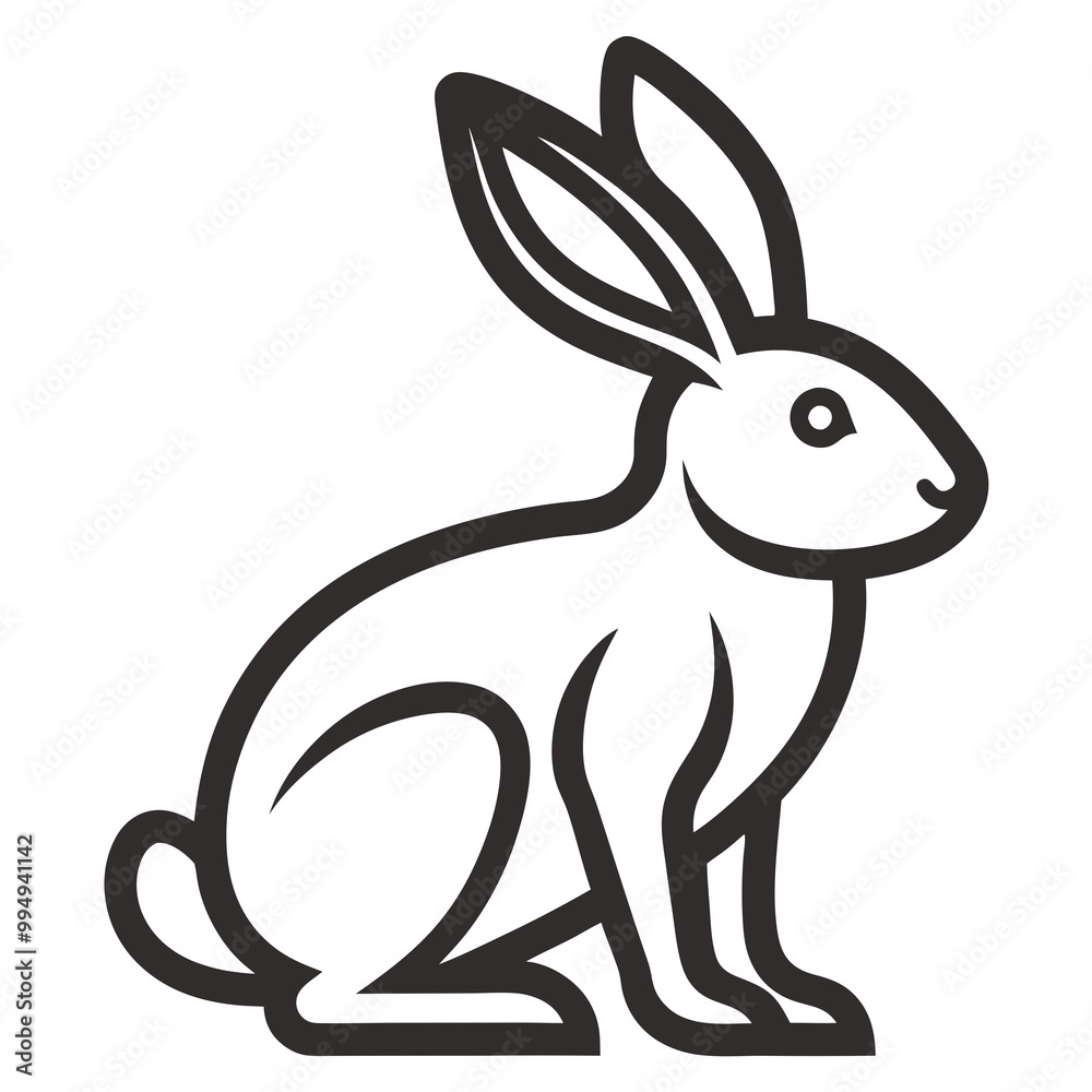 Rabbit silhouette black line art icon vector illustration Rabbit silhouette black line art icon vector illustration