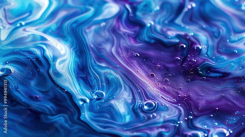 Blue and Purple Liquid Waves: Abstract Artwork Blue and Purple Liquid Waves: Abstract Artwork