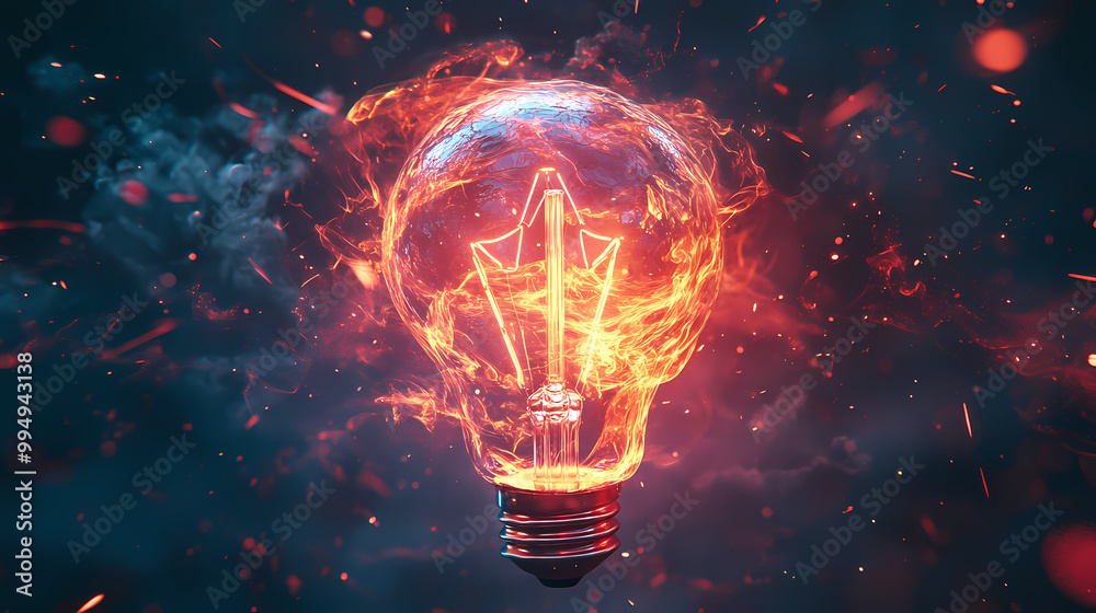 Exploding bulb abstract art pop surrealism neon lights futuristic concept slow motion physics. Pop Surrealism. Illustration Exploding bulb abstract art pop surrealism neon lights futuristic concept slow motion physics. Pop Surrealism. Illustration