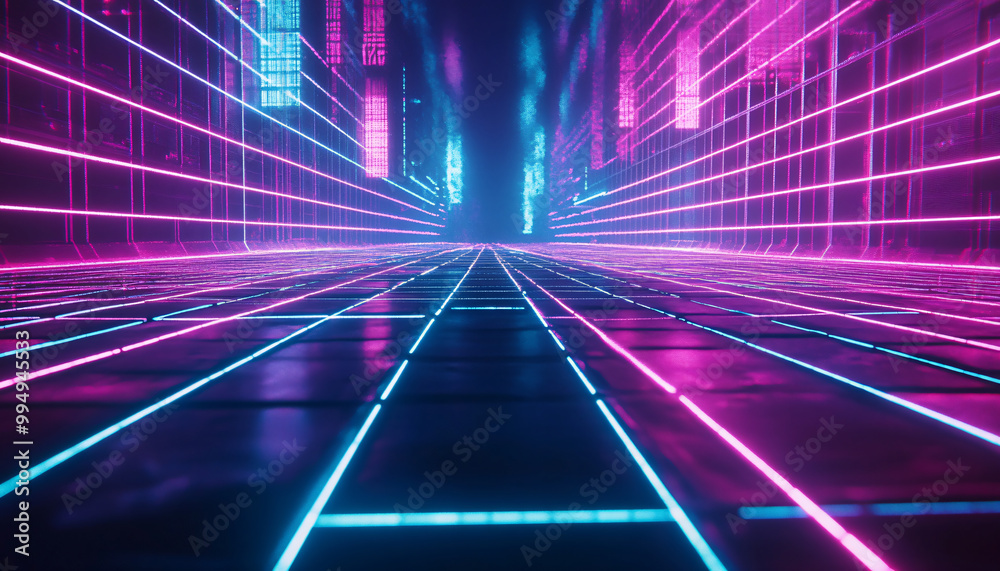 A retro-futuristic design with neon grids, VHS glitches, and pixelated elements, taking inspiration from 80s sci-fi movies and video games A retro-futuristic design with neon grids, VHS glitches, and pixelated elements, taking inspiration from 80s sci-fi movies and video games